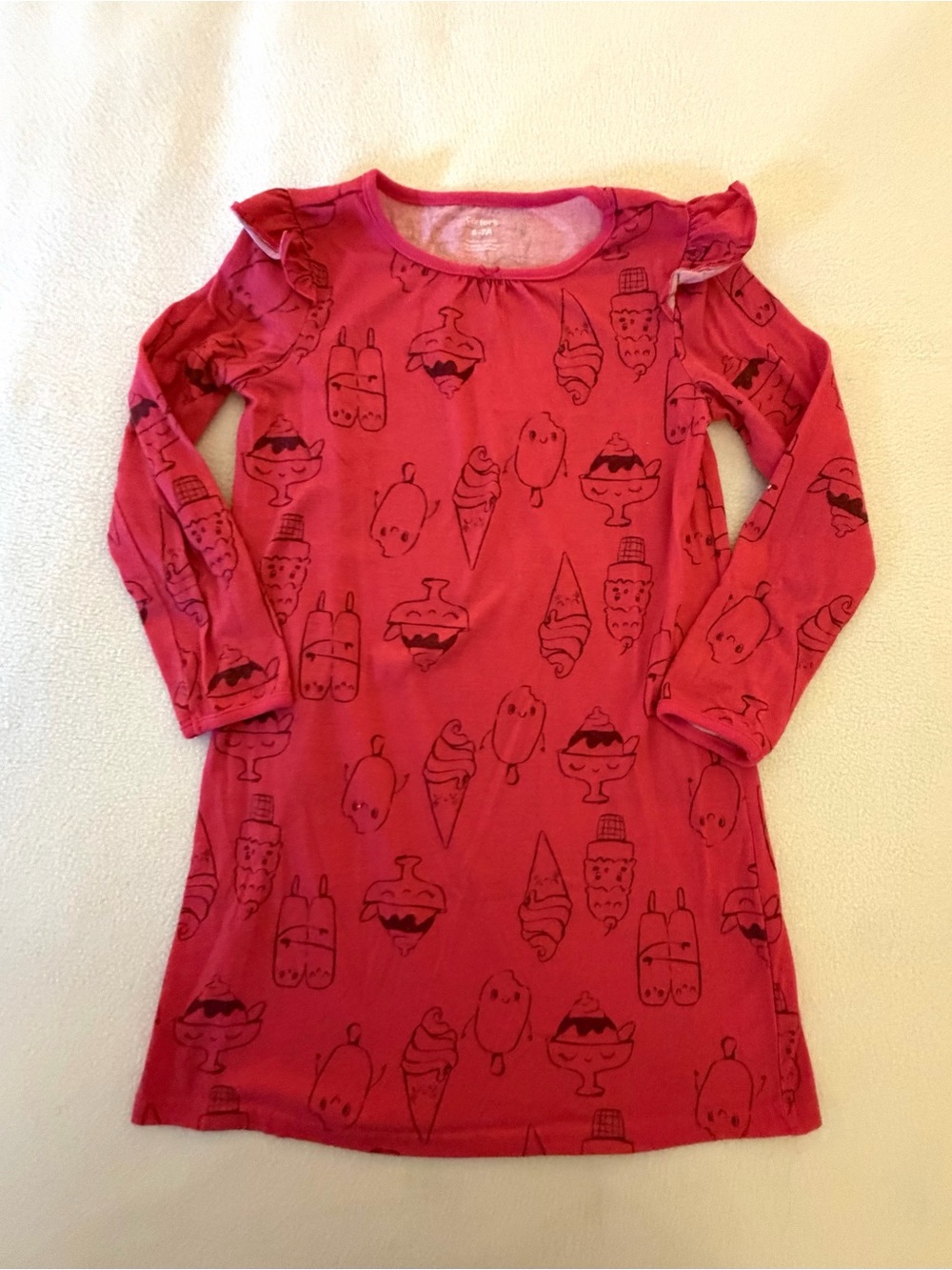 Carters Ice Cream Pattern Pink Long Sleeve Nightgown